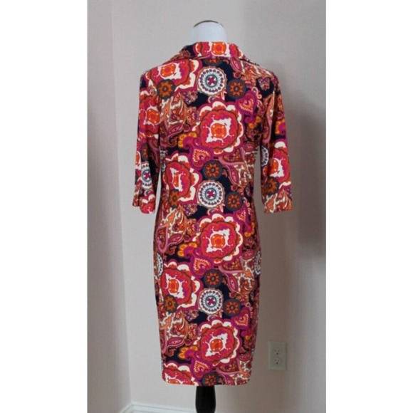 JUDE CONNALLY Sz L Large Michelle Paisley Print 3/4 Slv Tunic Dress Polo Collar - Picture 2 of 7